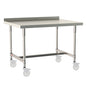 24"d TableWorx Mobile-Ready 316 Stainless Steel Top Work Tables w/ Backsplash & I-Frame