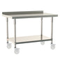 24"d TableWorx Mobile-Ready 316 Stainless Steel Top Work Tables w/ Backsplash & Undershelf