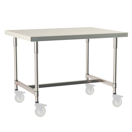 24"d TableWorx Mobile-Ready 316 Stainless Steel Top Work Tables w/ I-Frame