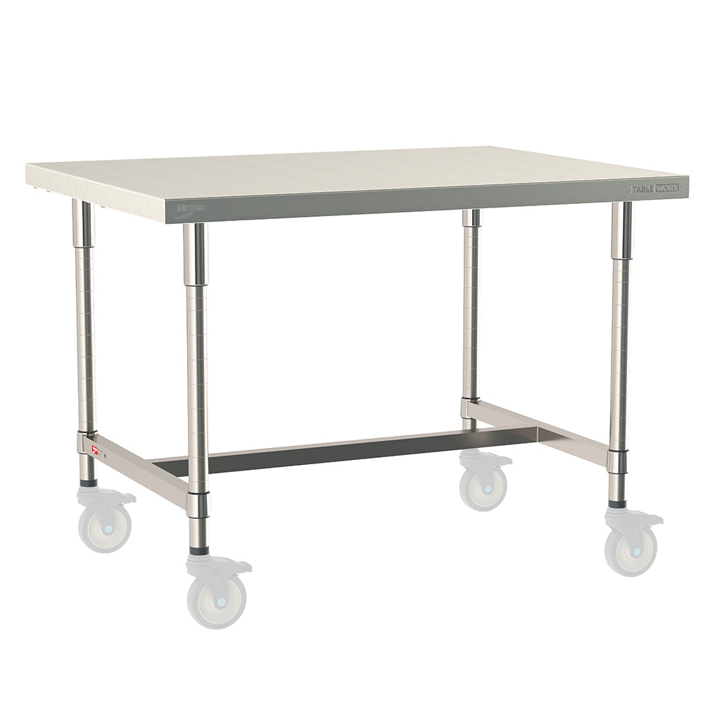 30"d TableWorx Mobile-Ready 316 Stainless Steel Top Work Tables w/ I-Frame