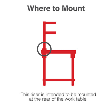 12"d x 34"h TableWorx Work Table Risers w/ Cantilevered Stainless Steel Solid Shelves - Rear Mount
