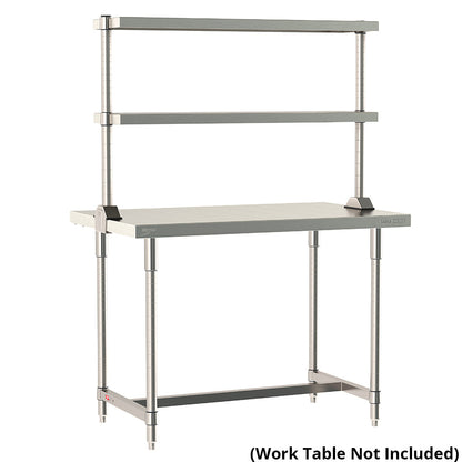 12"d x 34"h TableWorx Work Table Risers w/ Cantilevered Stainless Steel Solid Shelves - Center Mount