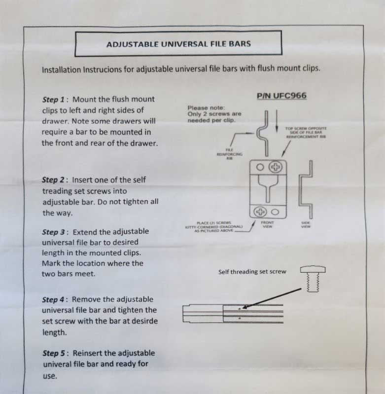 Hanging File Rails For Wooden Lateral Cabinet Adjustable Universal
