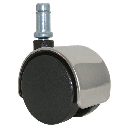 Twin Wheel Chrome Hooded Caster For Carpeted Floors- 50mm