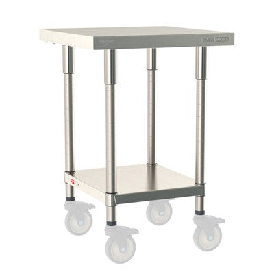 Metro Tableworx Mobile Tables with Solid Bottom Shelf (Type 304 Stainless Steel) Casters Included