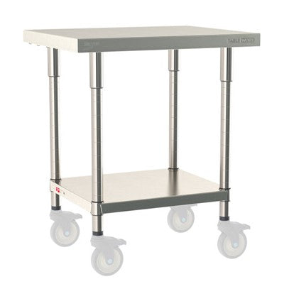 Metro Tableworx Mobile Tables with Solid Bottom Shelf (Type 304 Stainless Steel) Casters Included