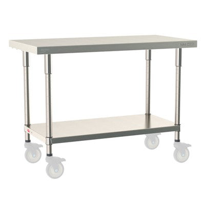 Metro Tableworx Mobile Tables with Solid Bottom Shelf (Type 304 Stainless Steel) Casters Included