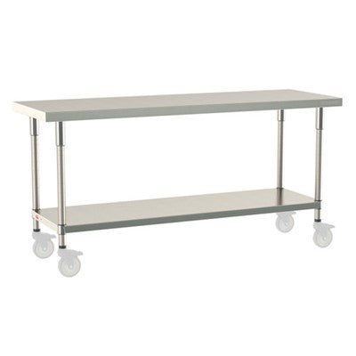 Metro Tableworx Mobile Tables with Solid Bottom Shelf (Type 304 Stainless Steel) Casters Included