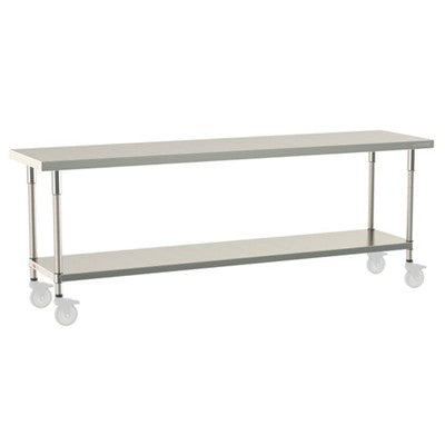 Metro Tableworx Mobile Tables with Solid Bottom Shelf (Type 304 Stainless Steel) Casters Included