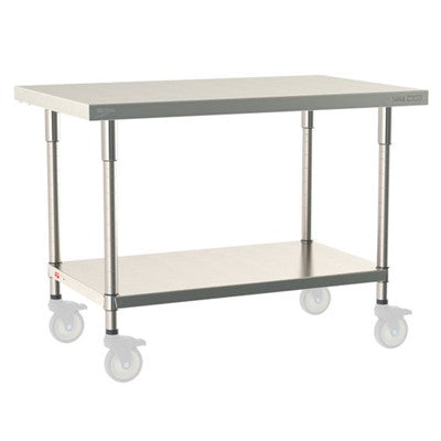 Metro Tableworx Mobile Tables with Solid Bottom Shelf (Type 304 Stainless Steel) Casters Included