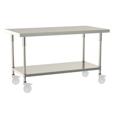 Metro Tableworx Mobile Tables with Solid Bottom Shelf (Type 304 Stainless Steel) Casters Included
