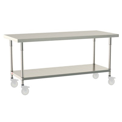 Metro Tableworx Mobile Tables with Solid Bottom Shelf (Type 304 Stainless Steel) Casters Included