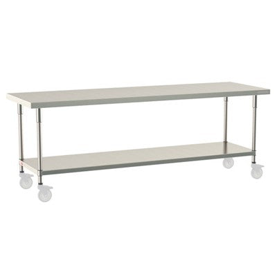 Metro Tableworx Mobile Tables with Solid Bottom Shelf (Type 304 Stainless Steel) Casters Included