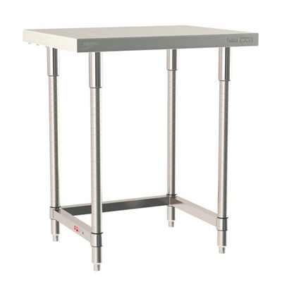 Metro Tableworx Stationary Tables with Three Sided Frame (Type 304 Stainless Steel)