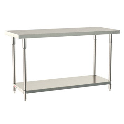 Metro Tableworx Stationary Tables with Solid Bottom Shelf (Type 316 Stainless Steel)
