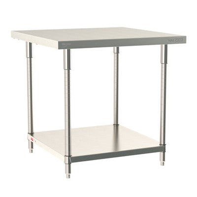 Metro Tableworx Stationary Tables with Solid Bottom Shelf (Type 316 Stainless Steel)