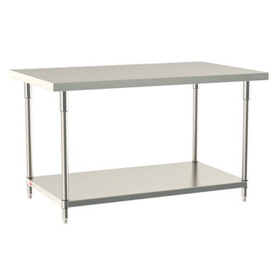 Metro Tableworx Stationary Tables with Solid Bottom Shelf (Type 316 Stainless Steel)